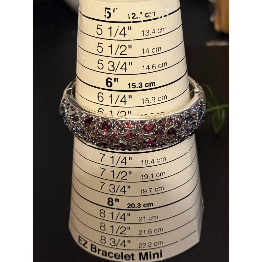 Brighton One Love Bangle Bracelet Silver Plated Multi Color Crystal Hinged Cuff - Picture 3 of 11